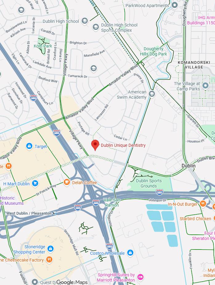 Map of the Tri-Valley area served by Dublin Unique Dentistry